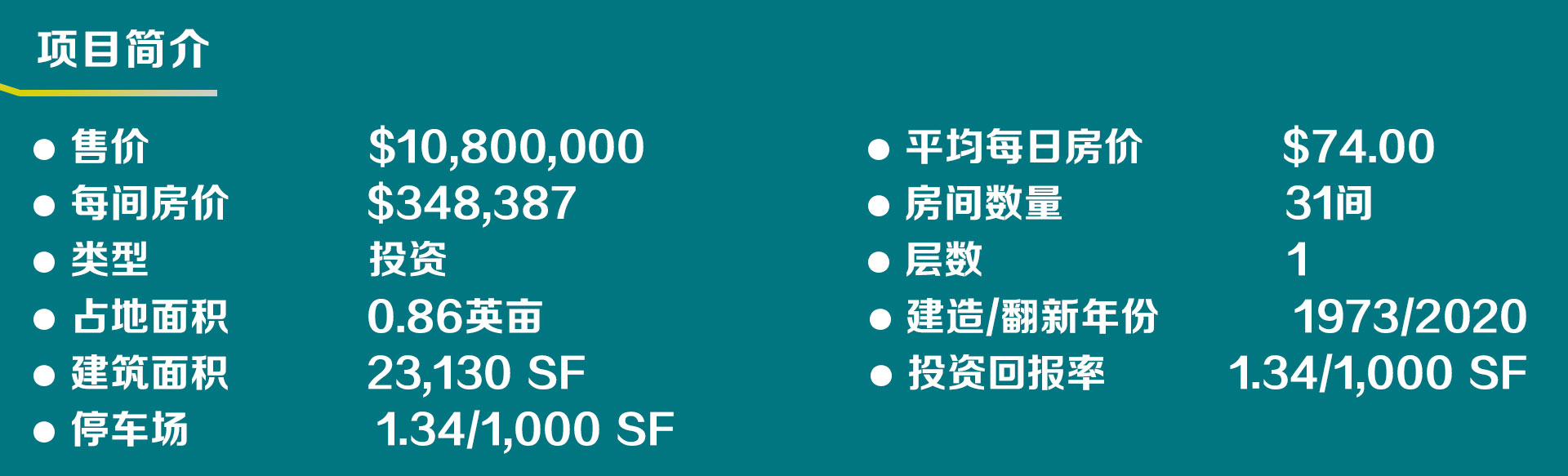 加州棕櫚泉 道奇酒店項目簡介