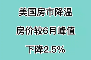 美国房市降温，房价较6月峰值下降2.5%