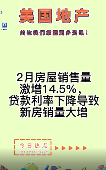 2月房屋銷售量激增14.5%， 貸款利率下降導(dǎo)致新房銷量大增