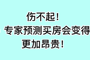 伤不起！ 专家预测买房会变得更加昂贵！
