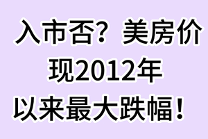 入市否？美房价现2012年以来最大跌幅！