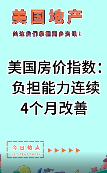 美国房价指数： 负担能力连续4个月改善