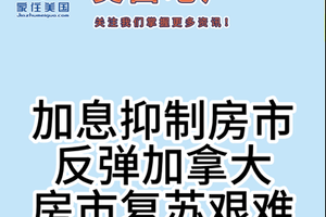 加息抑制房市反弹，加拿大房市复苏艰难