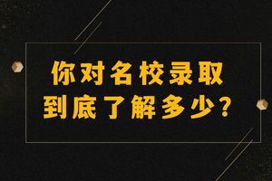 你對名校錄取到底了解多少？