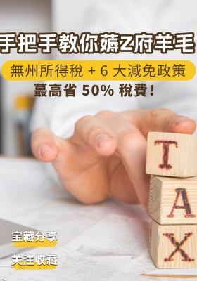 手把手教你薅Z府羊毛！無州所得稅 + 6 大減免政策，蕞高省 50% 稅費！✨