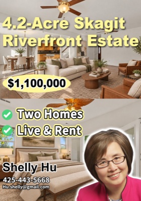 4.2 Acre Skagit Riverfront Estate Two Homes, Live Rent